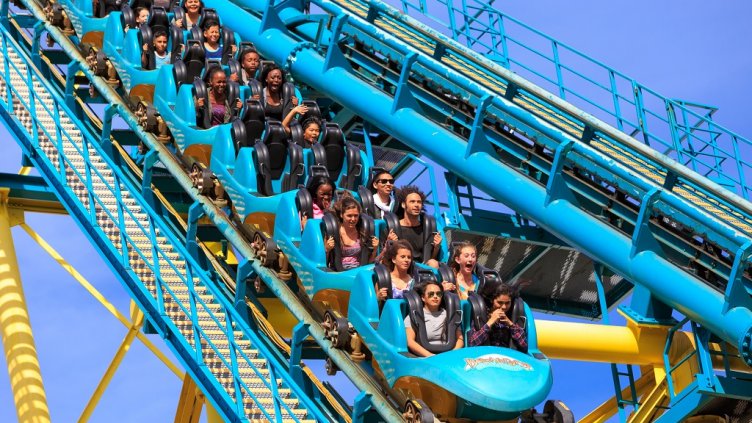 VALLEJO, CALIFORNIA, USA JUNE 14th 2016: Boomerang Coast to Coaster
A Round-Trip Ride a  a 120-foot vertical loop  in Northern California at Six Flags Discovery Kingdom.; Shutterstock ID 442039018; Departmental Cost Code : 162800; Project Code: GBLMKT; PO Number: GBLMKT; Other: 