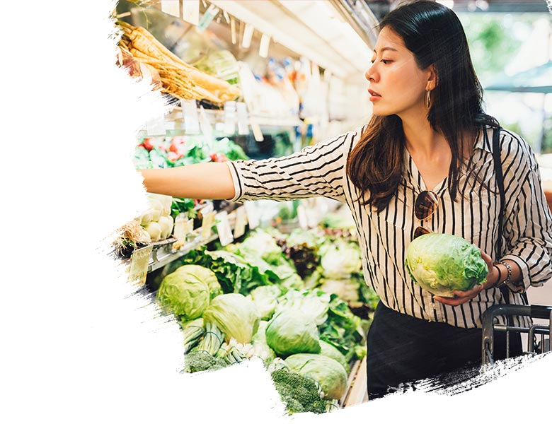 elegant female grocery shopping