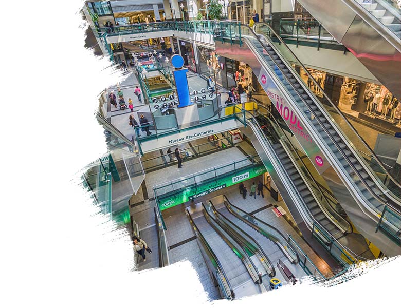 Canadians doing holiday shopping in a mall