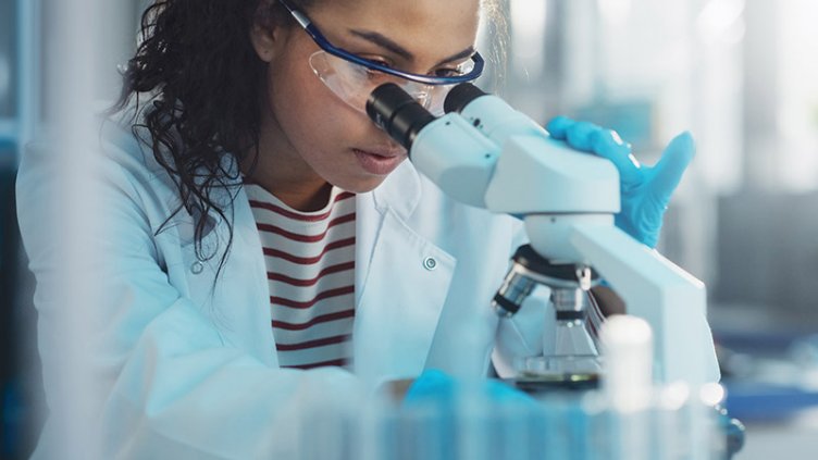 Picture of lady with microscope