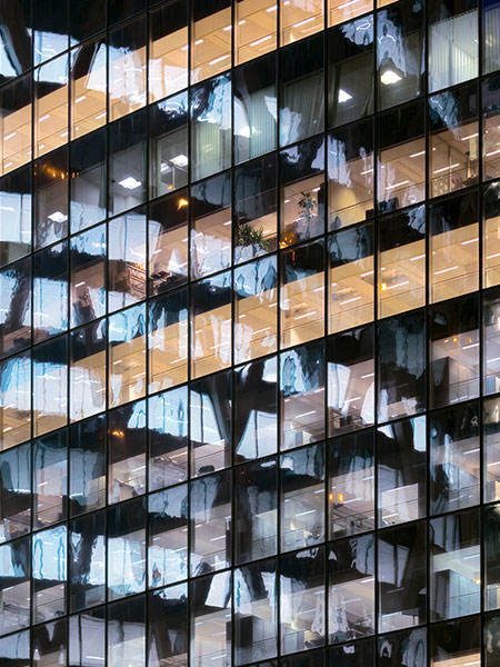 Office windows at night