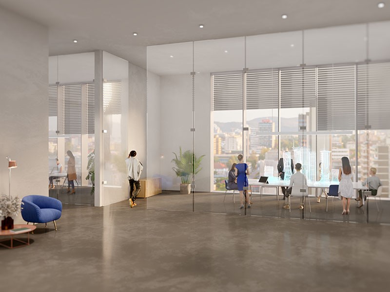 People working in a modern office