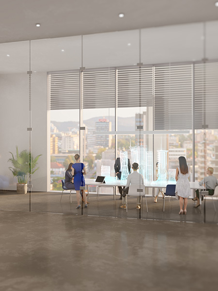 People working in a modern office