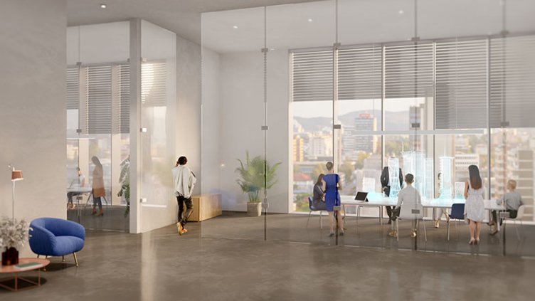 People working in a modern office
