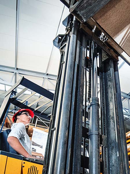 Person operating a forklift