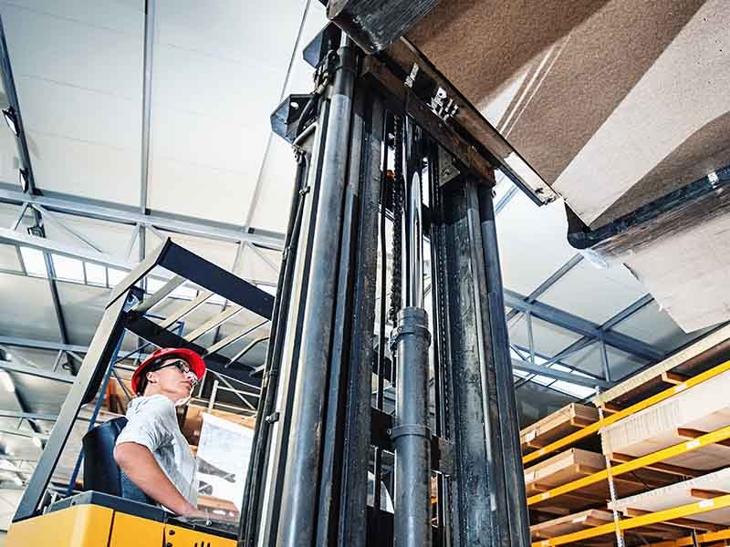 Person operating a forklift