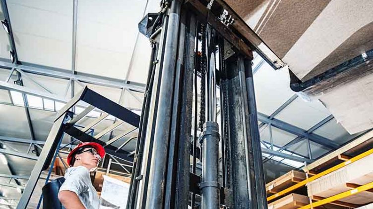Person operating a forklift