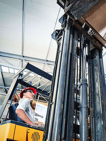 Person operating a forklift