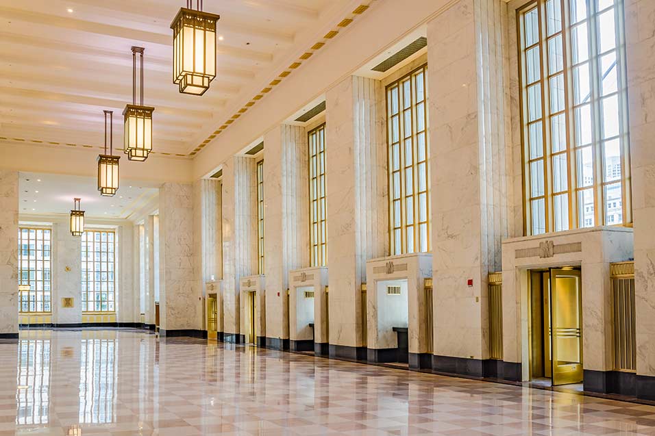 The historic Old Post Office lobby