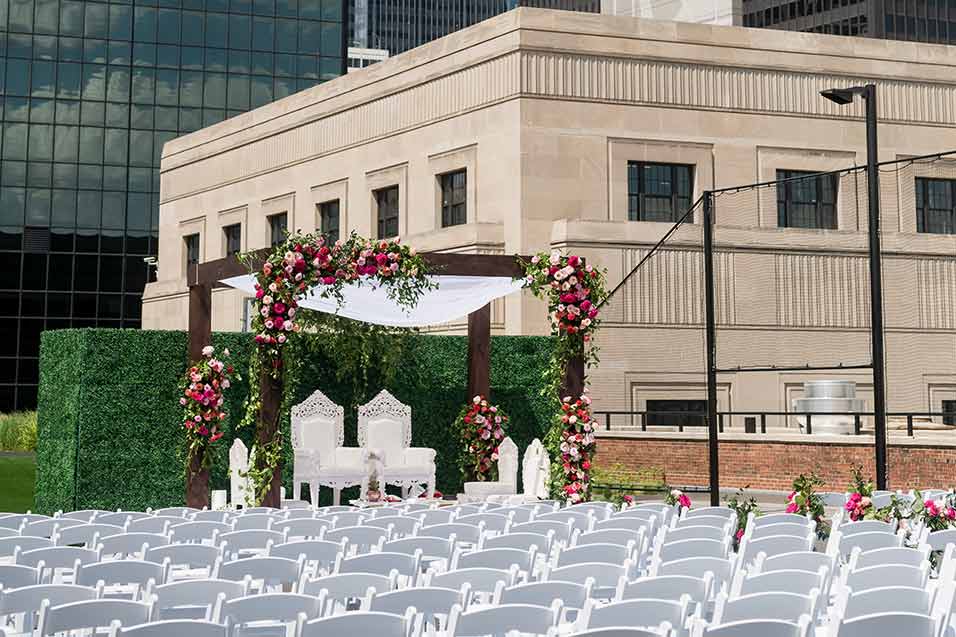 The Meadow set up for a wedding ceremony