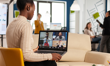 Woman on video call