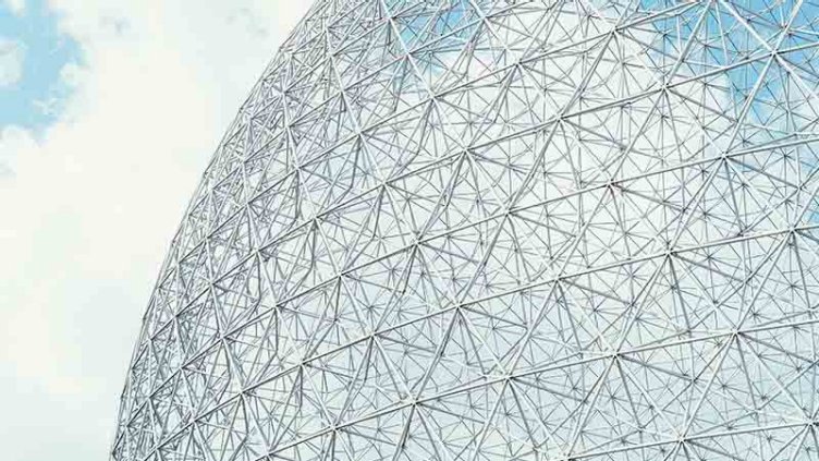 Skyline view of biosphere environmental museum