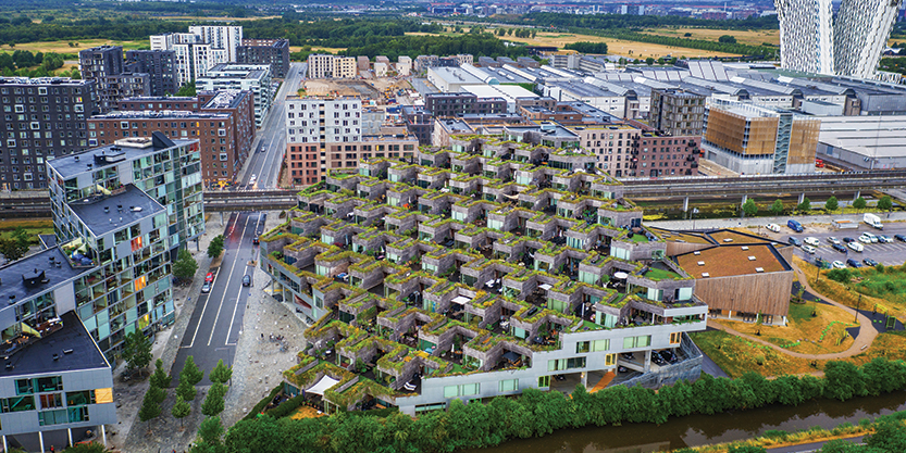 A pyramid of mountain houses in Copenhagen