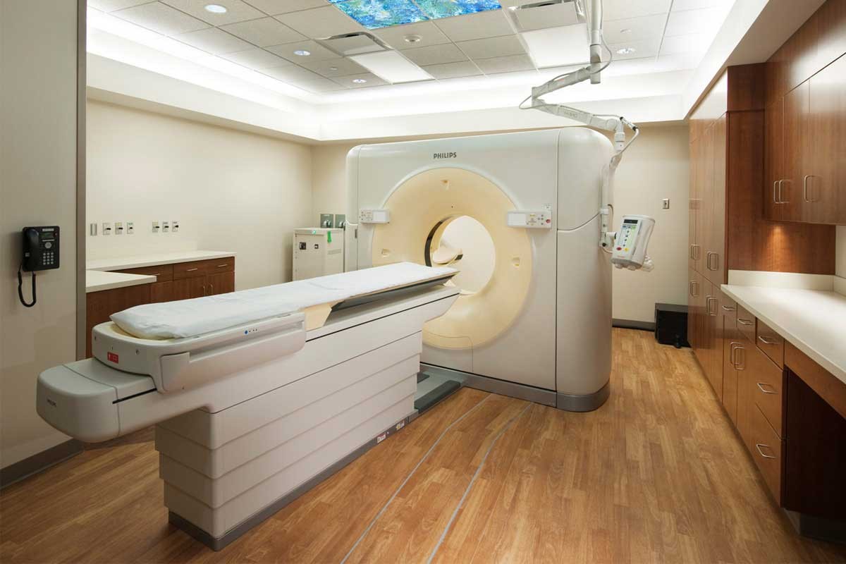 Interior view of MRI room in a hospital