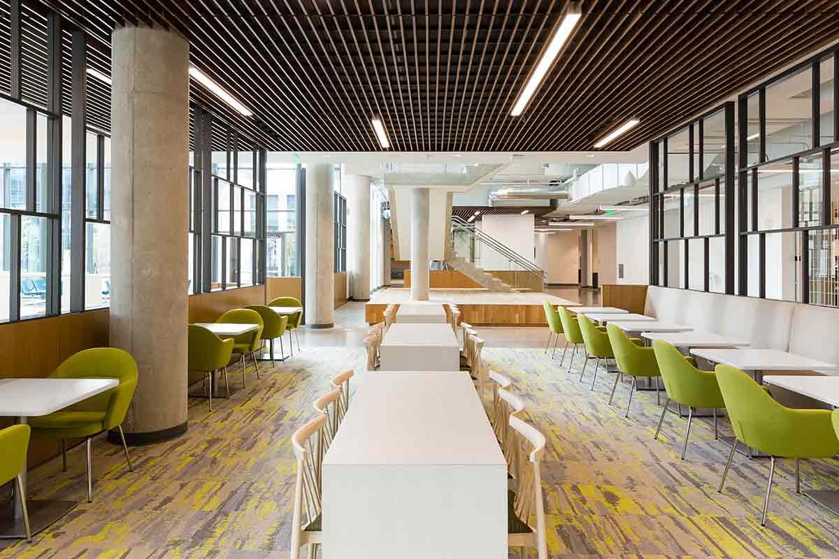 View of a café inside an office building