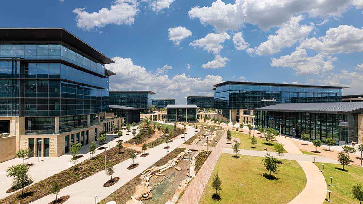 Exterior view of office buildings