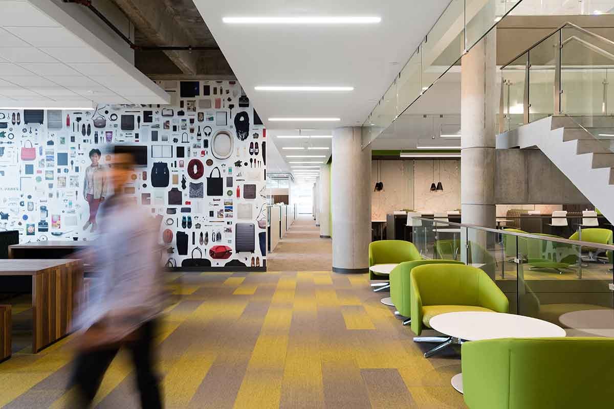 View of seating area inside an office building