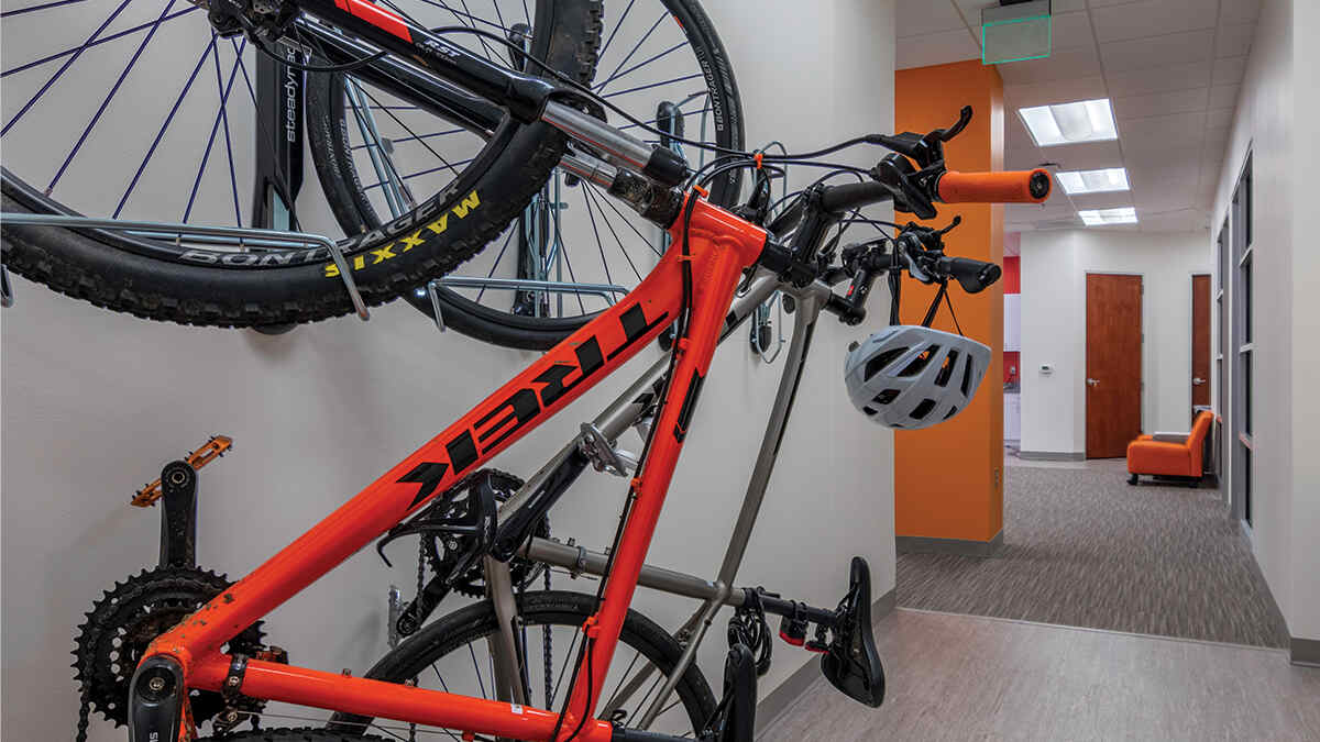 Picture of a bike rack in an office of JLL