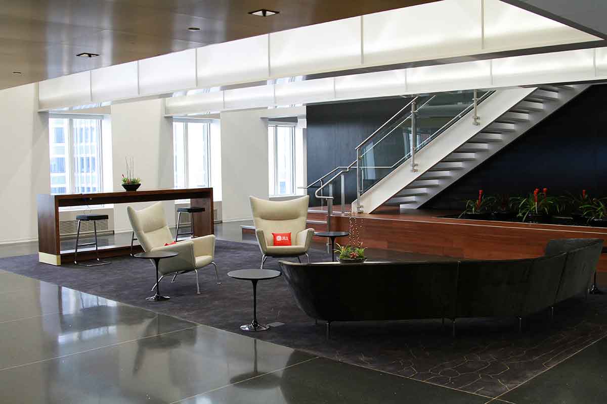 View of lobby area inside JLL office
