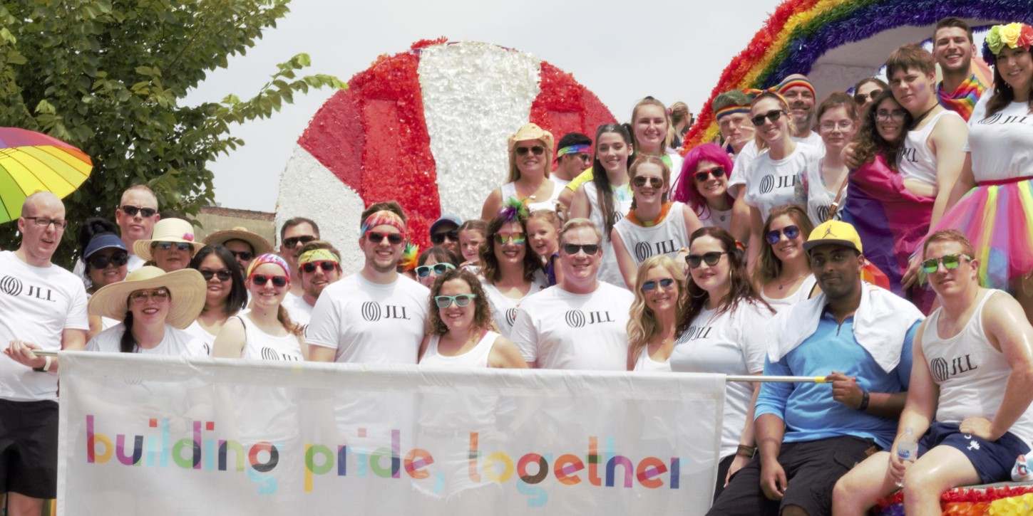 Building Pride Chicago chapter riding in the float they created for the Pride Parade in 2019