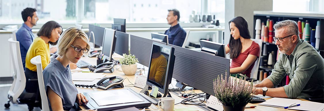 Corporate Office workers at desks