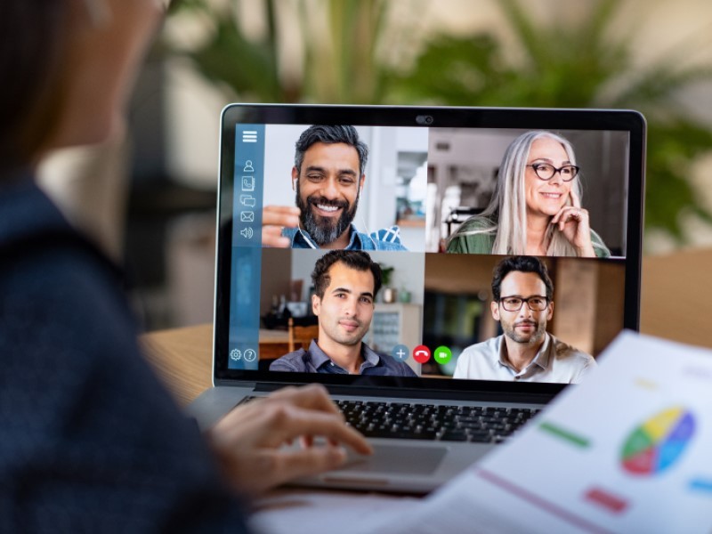 Picture of a virtual meeting on the laptop