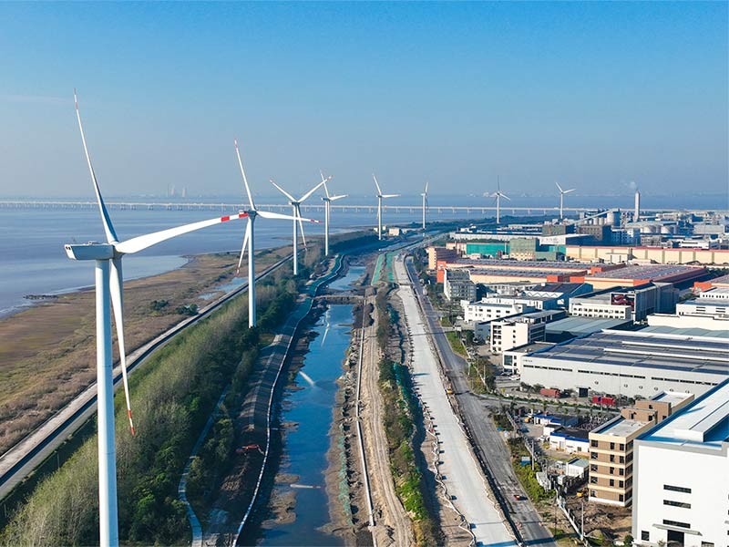 Industrial plants landscape with different energy resources