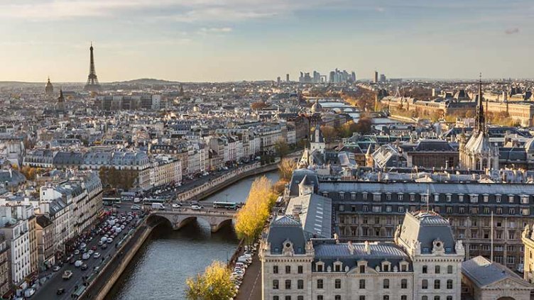 Aerial view of Paris city with Eiffel tower