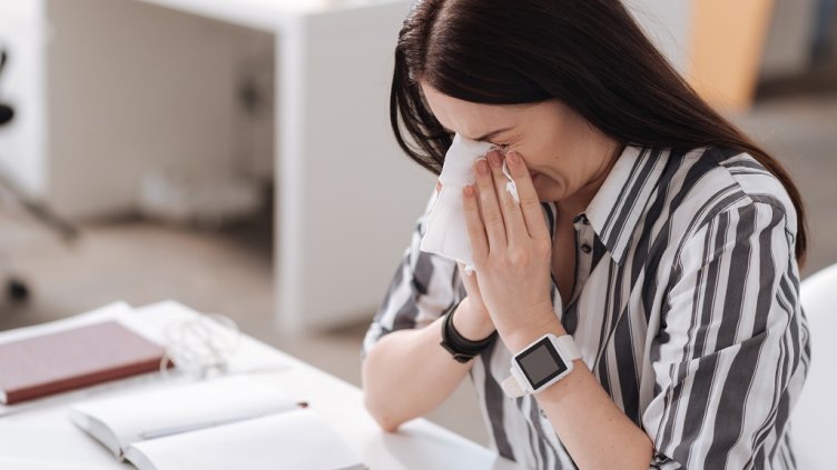 Ill girl while covering her nose; Shutterstock ID 609310469; Departmental Cost Code : 162800; Project Code: GBLMKT; PO Number: GBLMKT; Other: 