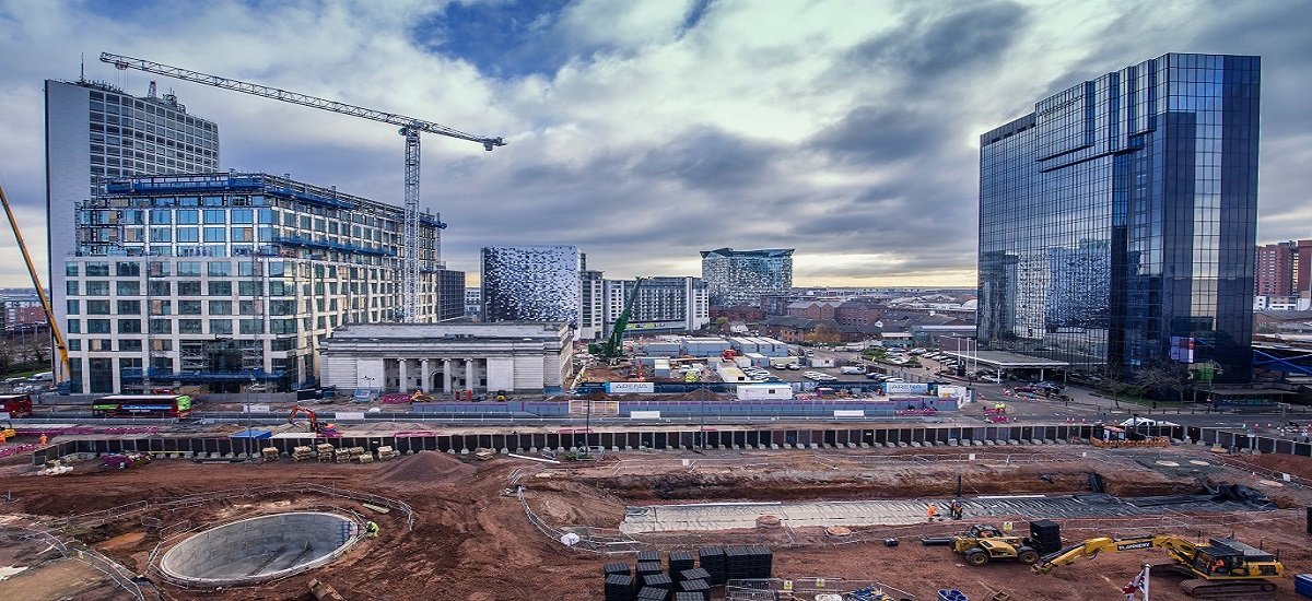 BIRMINGHAM, UK - DECEMBER 01, 2017: Paradise Project, Urban Regeneration buidling site in progress, elevated view from library; Shutterstock ID 769692304; Departmental Cost Code : g; Project Code: g; PO Number: g