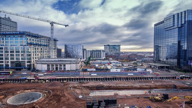 BIRMINGHAM, UK - DECEMBER 01, 2017: Paradise Project, Urban Regeneration buidling site in progress, elevated view from library; Shutterstock ID 769692304; Departmental Cost Code : g; Project Code: g; PO Number: g