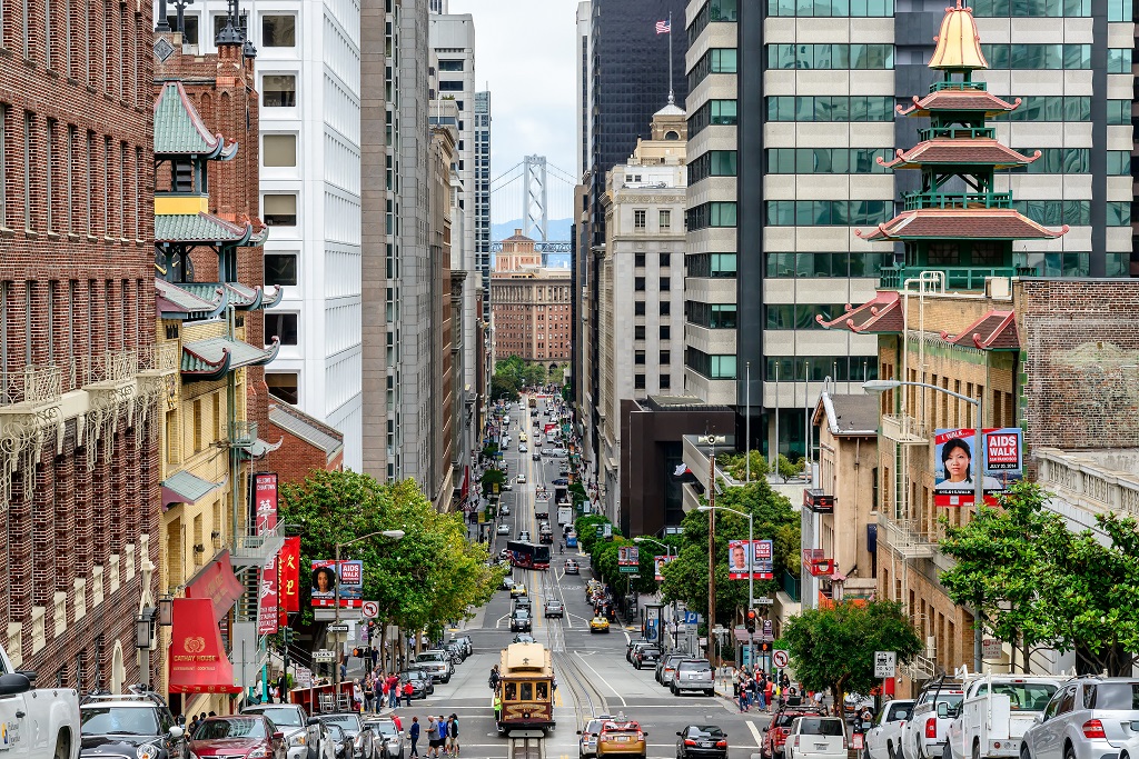 San Francisco, CA - CIRCA JULY 2014 - Cable car on the street of San Francisco, CA, circa July 2014. ; Shutterstock ID 234439840