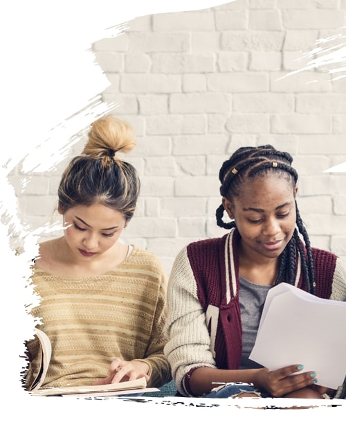 Students studying from notes