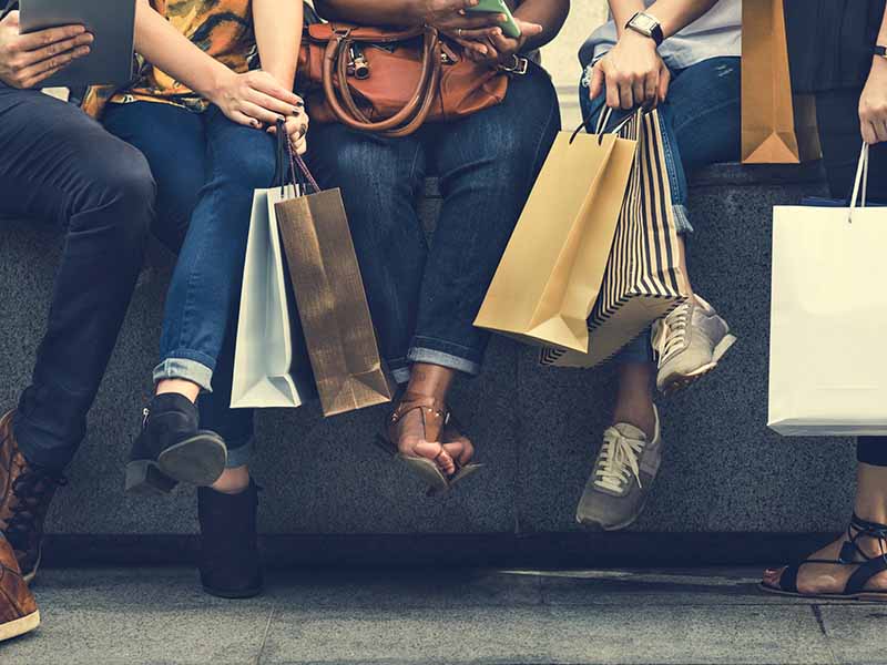 Group of ladies enjoying and doing shopping