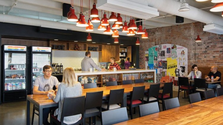 A full-service café for employees inside an office building