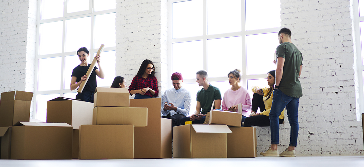 Coworkers getting ready for an office move