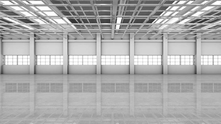 Empty White Warehouse
