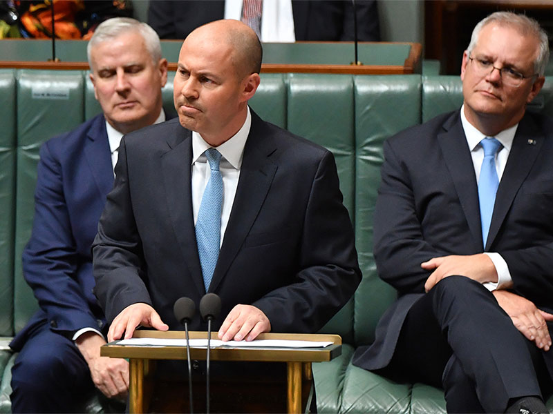Speaker speaking in australia national budget lend support meeting