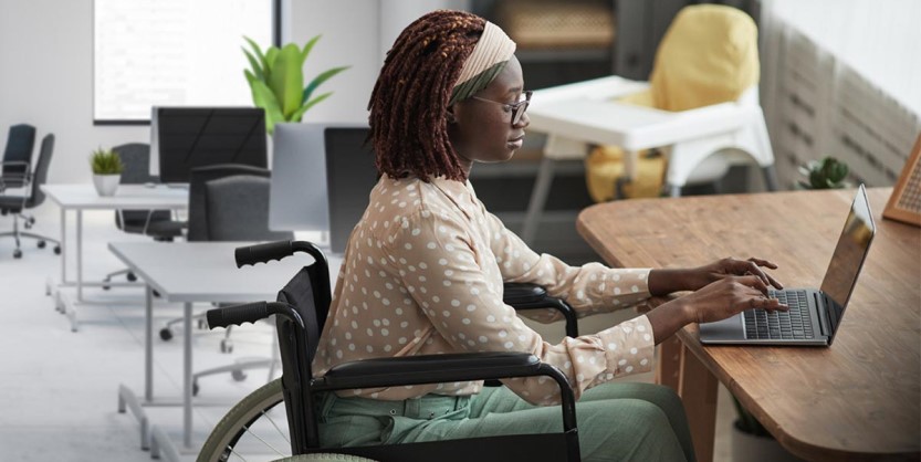 Woman working on laptop